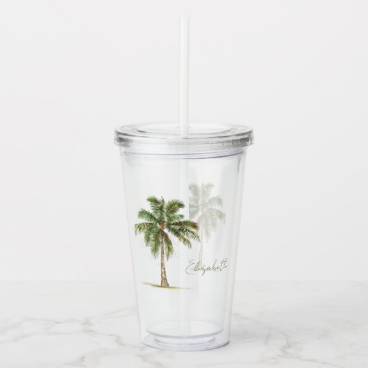 Coastal Palm Tree Personalized Acryltrinkbecher (Vorderseite)