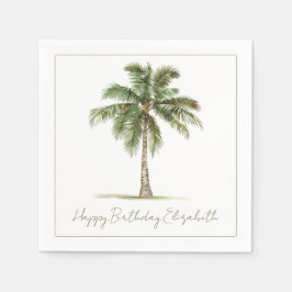 Coastal Palm Tree Personalized Party Serviette