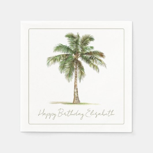 Coastal Palm Tree Personalized Party Serviette (Vorderseite)