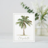 Coastal Palm Tree Personalized Postkarte (Stehend Vorderseite)