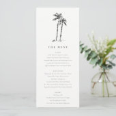 Coastal Palm Tree Sketch Wedding Menu Card Einladung (Stehend Vorderseite)