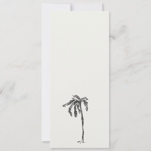 Coastal Palm Tree Sketch Wedding Menu Card Einladung (Rückseite)