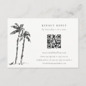 Coastal Palm Tree Sketch Wedding QR Code UAWG Begleitkarte (Vorderseite)