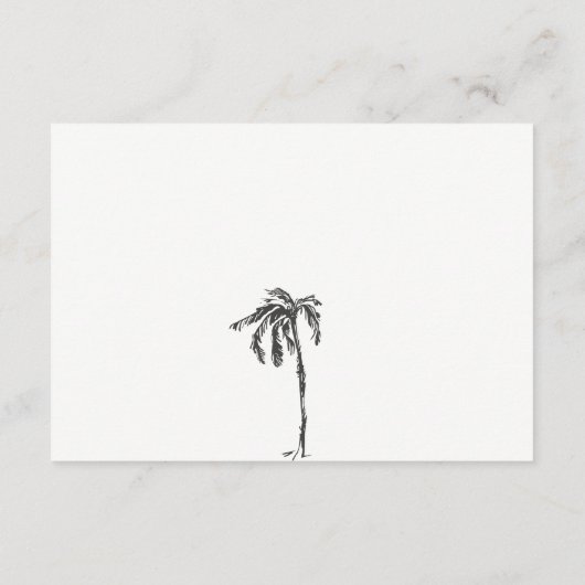 Coastal Palm Tree Sketch Wedding QR Code UAWG Begleitkarte (Rückseite)