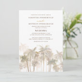 Coastal Palm Trees Beach Hochzeit Einladung (Stehend Vorderseite)