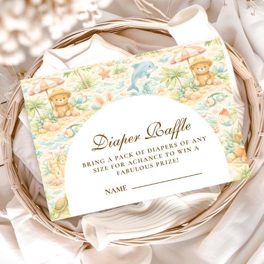 Coastal Pastel Animals Diapper Raffle Begleitkarte