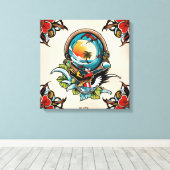 Coastal Pelicans on Marina Pier Canvas Wall Art... Leinwanddruck (Insitu (Holzboden))