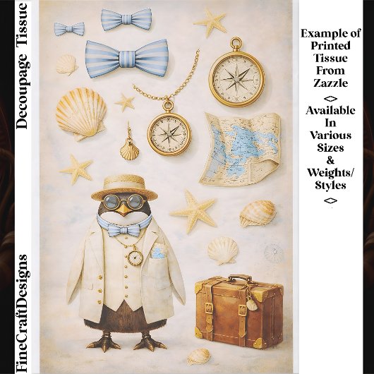 Coastal Penguin Mini Elements Set FG6 Decoupage Seidenpapier