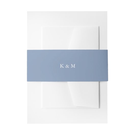 Coastal Periwinkle Blue Wedding Monogram Einladungsbanderole (Vorderseite Beispiel)