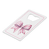 Coastal Pink and White Watercolor Bow Monogram Geldbeutel Flaschenöffner (Rückseite Schrägansicht)