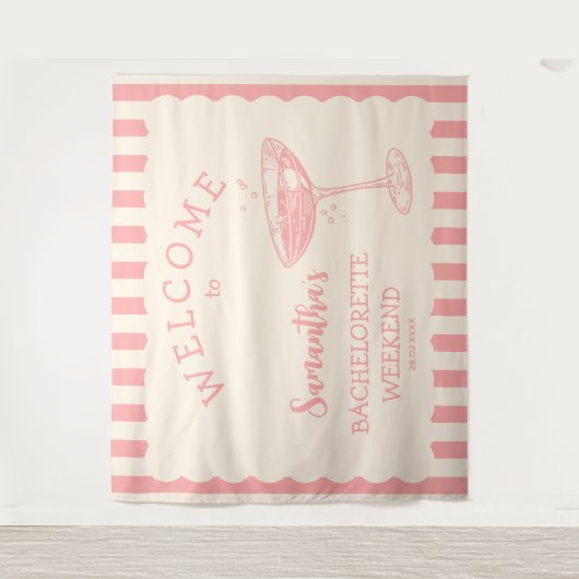 Coastal Pink Junggeselinnen-Abschied Hintergrund C Wandteppich (Vorderseite)