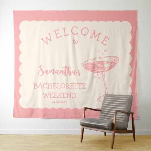 Coastal Pink Junggeselinnen-Abschied Hintergrund C Wandteppich (Beispiel (Horizontal))