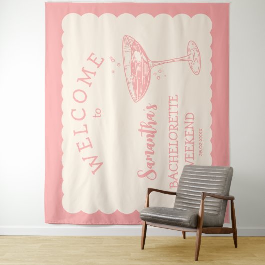 Coastal Pink Junggeselinnen-Abschied Hintergrund C Wandteppich (Beispiel)