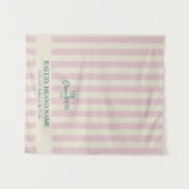 Coastal Pink Stripes Bakery Logo Table Runner Wandteppich (Vorderseite (Horizontal))