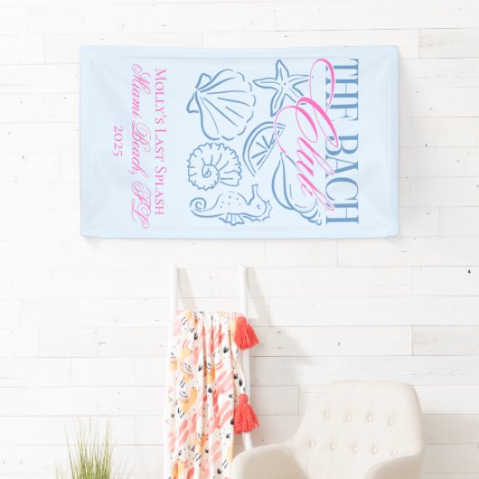 Coastal Pink und Blue Seashell Bachelorette Banner (Insitu)