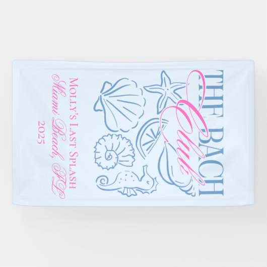 Coastal Pink und Blue Seashell Bachelorette Banner (Horizontal)
