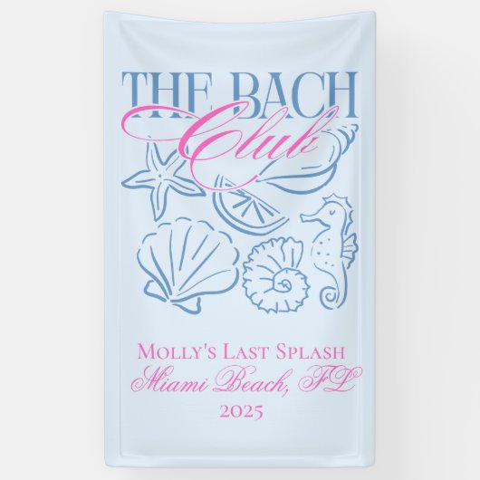 Coastal Pink und Blue Seashell Bachelorette Banner (Vertikal)