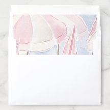 Coastal Pink Watercolor Umbrella Beach Hochzeit