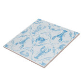 Coastal Preppy Lobster and Crabs in Light Blue Fliese (Seite)