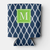Coastal Preppy Nautical Monogram - Navy & Lime Dosenkühler (Vorderseite)
