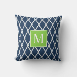 Coastal Preppy Nautical Monogram – Navy & Lime Kissen