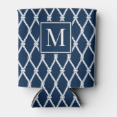 Coastal Preppy Nautical Monogram - Navy & White Dosenkühler (Vorderseite)