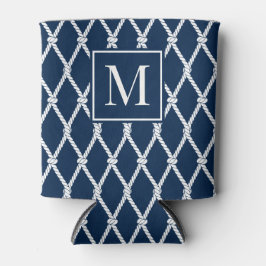 Coastal Preppy Nautical Monogram - Navy & White Dosenkühler