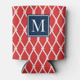 Coastal Preppy Nautical Monogram - Red & Navy Dosenkühler