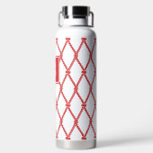 Coastal Preppy Nautical Monogram - Red & White Trinkflasche (Rückseite)