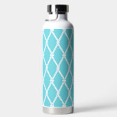 Coastal Preppy Nautical Monogram  Turquoise & Navy Trinkflasche (Rechts)