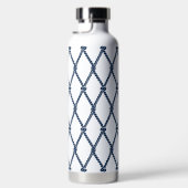 Coastal Preppy Nautical Monogram - White & Navy Trinkflasche (Rechts)
