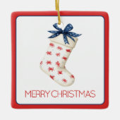 Coastal Red Crab Weihnachtsfest Strumpf Keramikornament (Vorderseite)