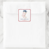 Coastal Red Crab Weihnachtsfest Strumpf Quadratischer Aufkleber (Tasche)