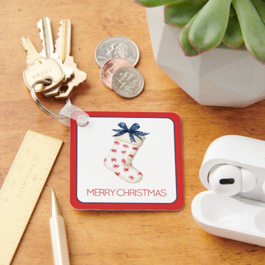 Coastal Red Crab Weihnachtsfest Strumpf Schlüsselanhänger (Schreibtisch)