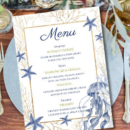 Coastal Rehearsal Dinner Wedding Menu Card Menükarte