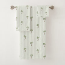 Coastal Resort Palm Tree & Stripes Tuscan Olive