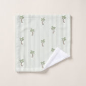 Coastal Resort Palm Tree & Stripes Tuscan Olive Badhandtuch Set (Waschlappen)