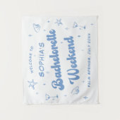 Coastal Retro Beach Blue Bachelorette Wandteppich (Vorderseite)