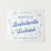 Coastal Retro Beach Blue Bachelorette Wandteppich (Vorderseite (Horizontal))