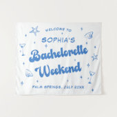 Coastal Retro Beach Blue Bachelorette Wandteppich (Vorderseite (Horizontal))