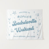 Coastal Retro Beach Dusty Blue Bachelorette Wandteppich (Vorderseite (Horizontal))