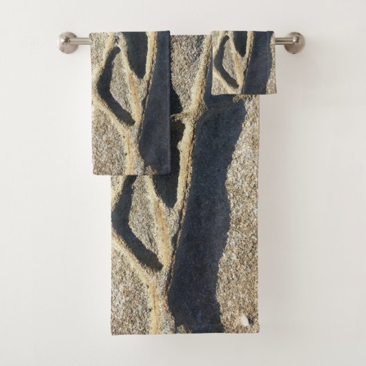 Coastal Rock Formation Star Pattern Beach Badhandtuch Set (Insitu)