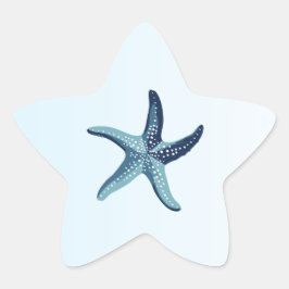 Coastal Romance Blue Watercolor Starfish Wedding  Stern-Aufkleber