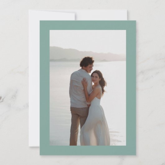 Coastal Sage Stripes Photo Stylish Trendy Wedding Save The Date (Rückseite)