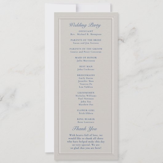 Coastal Sailboat Nautical Formal Wedding Program (Rückseite)