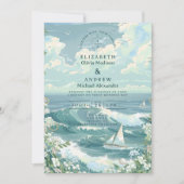 Coastal Sailboat Ocean Wedding Einladung (Vorderseite)