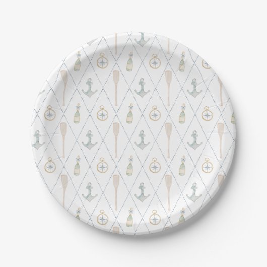 Coastal Sailboat Paper Plates Pappteller (Vorderseite)