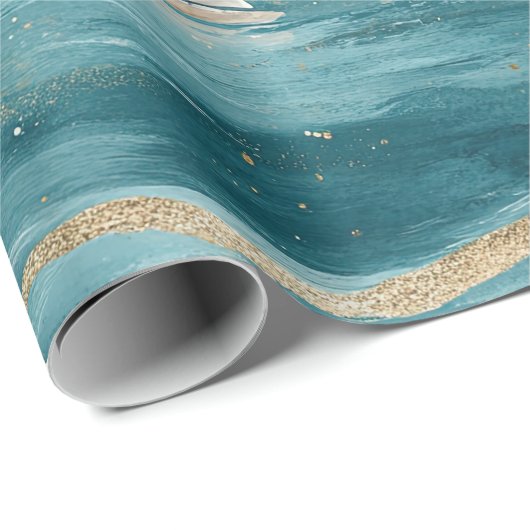 Coastal Sailboat Waves Nautical Pattern (3) Geschenkpapier (Rolleneckpunkt)