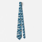 Coastal Sailboat Waves Nautical Pattern (4) Krawatte (Vorderseite)