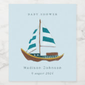 Coastal sailing boat baby shower party weinetikett (Einzelnes Label)